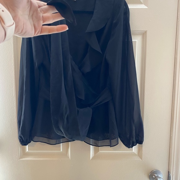 Max Studio Ruffle Trim Tie Waist Blouse - Picture 6 of 10